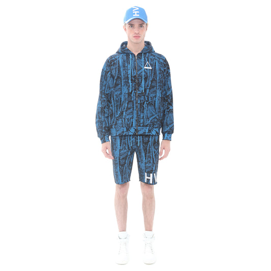 FULL ZIP SWEATSHIRT IN CRINKLED