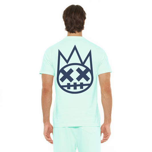 Cult's Heavyweight Short Sleeve Crew Neck Tee "Shimuchan" Logo in Powder Blue