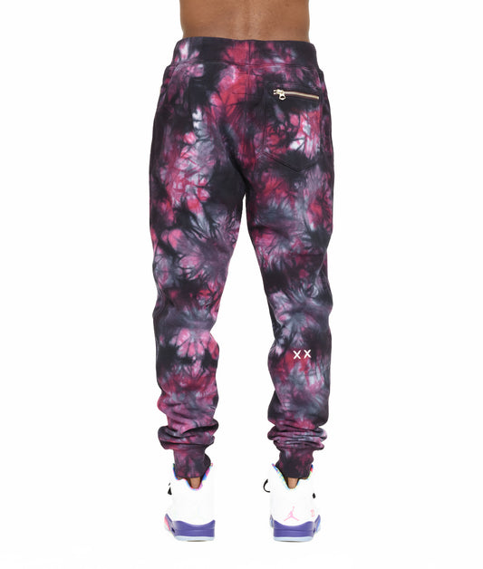 NOVELTY SWEATPANT IN MERLOT TIE DYE