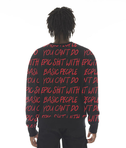FRENCH TERRY CREWNECK SWEATSHIRT "CANT DO EPIC SHIT" IN BLACK