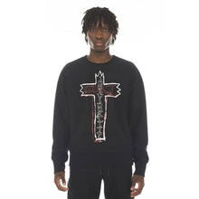 Load image into Gallery viewer, FRENCH TERRY CREW NECK SWEATSHIRT &quot;CROSS&quot; IN BLACK