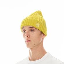 Load image into Gallery viewer, KNIT HAT WITH CLEAN 2 TONE SHIMUCHAN LOGO IN CANARY