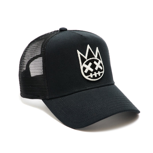 Black Trucker Hat – Mesh Back, White Clean Logo