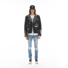 Load image into Gallery viewer, LEATHER MOTO JACKET IN BLACK