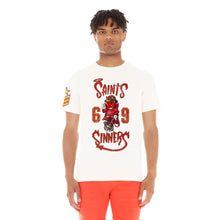 Load image into Gallery viewer, SHORT SLEEVE CREW NECK TEE &quot;SAINTS &amp; SINNERS&quot; IN WINTER WHITE