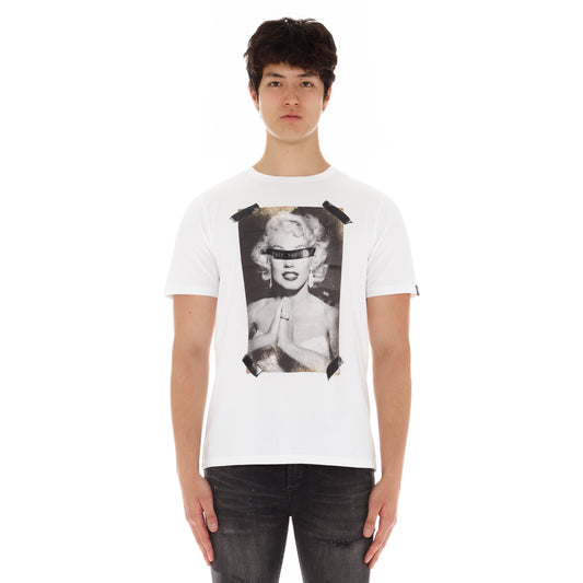 SHORT SLEEVE CREW NECK TEE "FUCK SOCIETY" IN WHITE