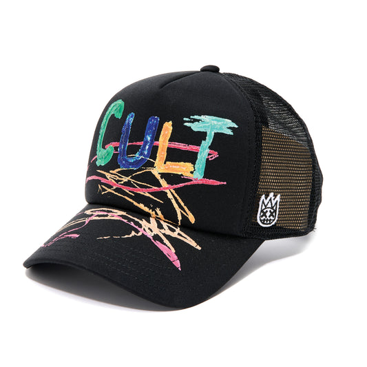 Shimuchan Black Foam Trucker Hat – Hand Drawn Logo Cap