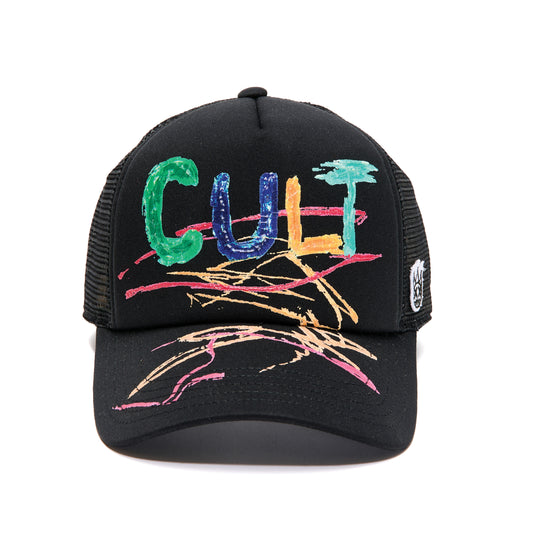 Shimuchan Black Foam Trucker Hat – Hand Drawn Logo Cap
