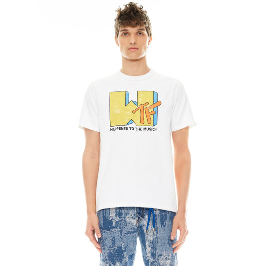 SHORT SLEEVE CREW NECK TEE "WTF" IN WHITE