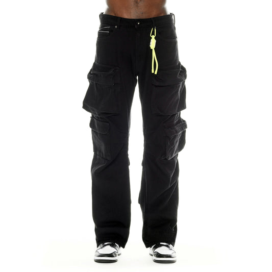 GRUNGE BAGGY CARGO JEANS IN BLACK TWILL