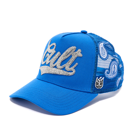 PAISLEY SHIMUCHAN LOGO MESH BACK TRUCKER HAT IN ROYAL BLUE