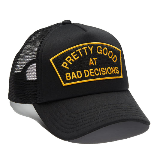 Bad Decisions Trucker Hat – Black Mesh Back Cap