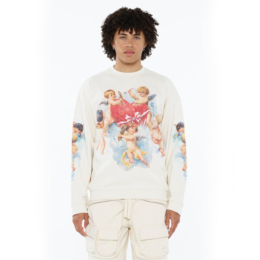 Cult's Novelty Fleece Crew Sweatshirt in Winter White