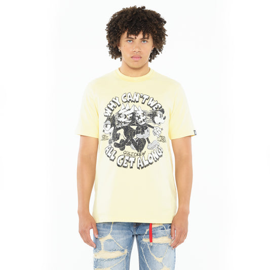 Cult's Heavyweight Short Sleeve Crew Neck Tee "Get Along" in Banana