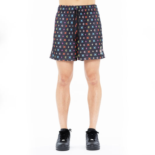Cult's Mesh Shorts in Repeat Pattern Black