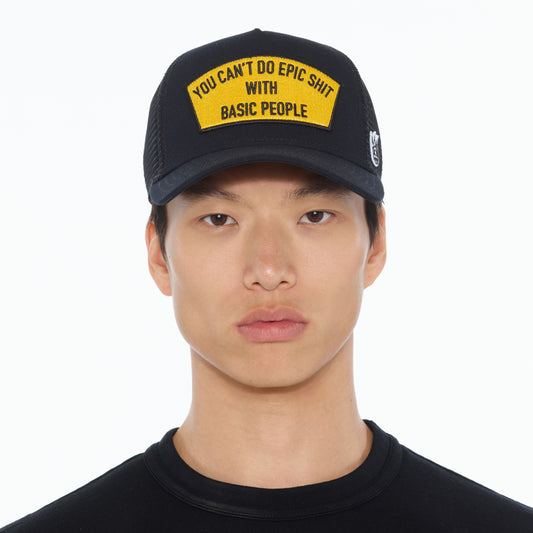 Cult's "Cant Do Epic Shit" Mesh Back Trucker Hat in Black