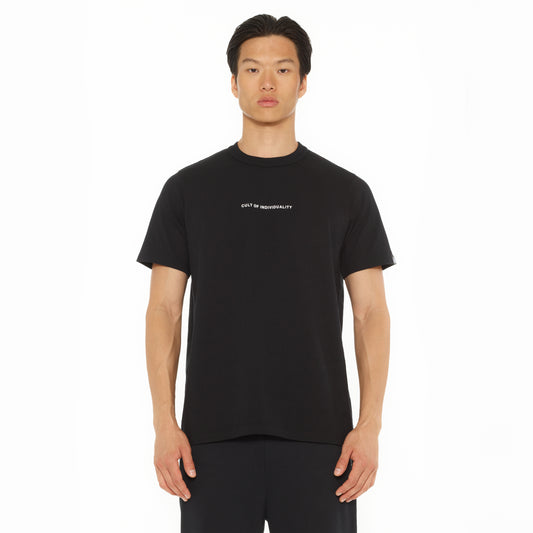 Cult's Heavyweight Short Sleeve Crew Neck Tee "Shimuchan" Logo in Black