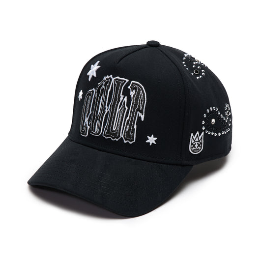 Cult x El Alfa Premium Paisley 5 Panel A Frame Trucker Hat in Black