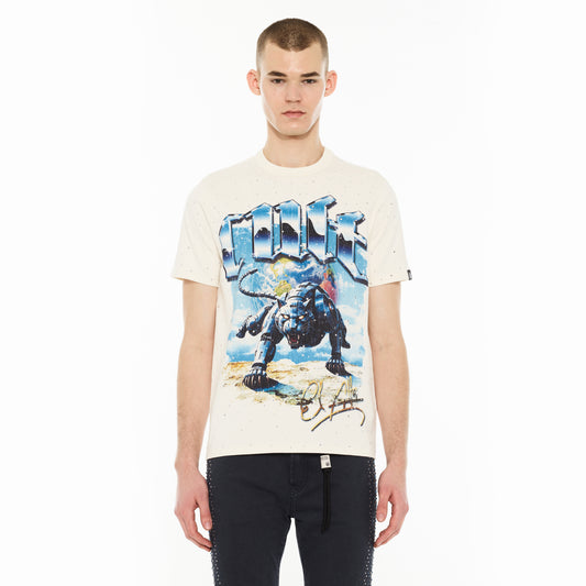 Cult x El Alfa Premium Short Sleeve Crew Neck Tee "Panther" in Winter White