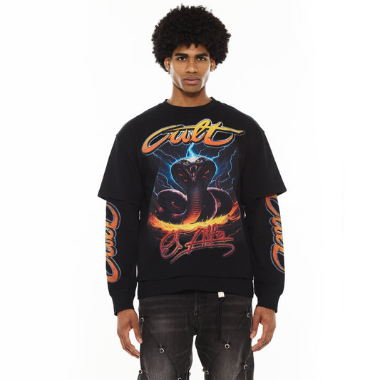 Cult x El Alfa Premium Long Sleeve Thermal Shirt "Cobra" in Black
