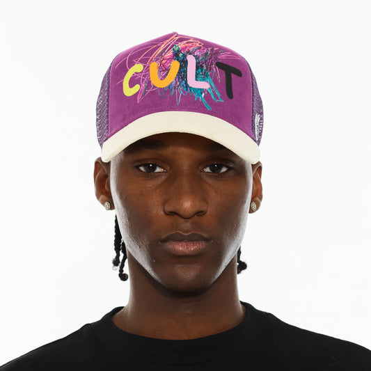 Cult's Logo Mesh Back Trucker Hat "Cult Logo" in Hyacinth Violet