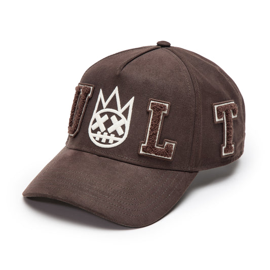 Cult's Logo Mesh Back Trucker Hat "Cult Chenille Suede" in Chocolate