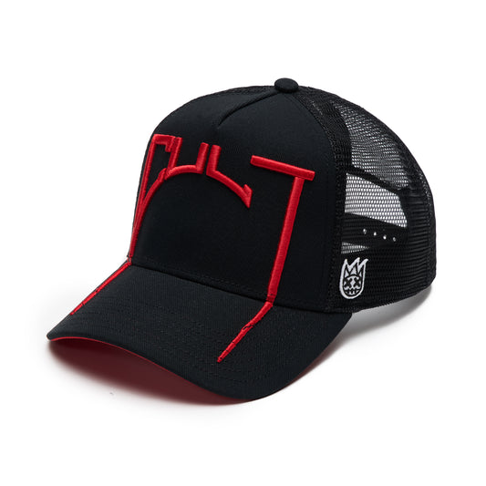 Cult's Logo Mesh Back Trucker Hat "Cult Arch" in Black