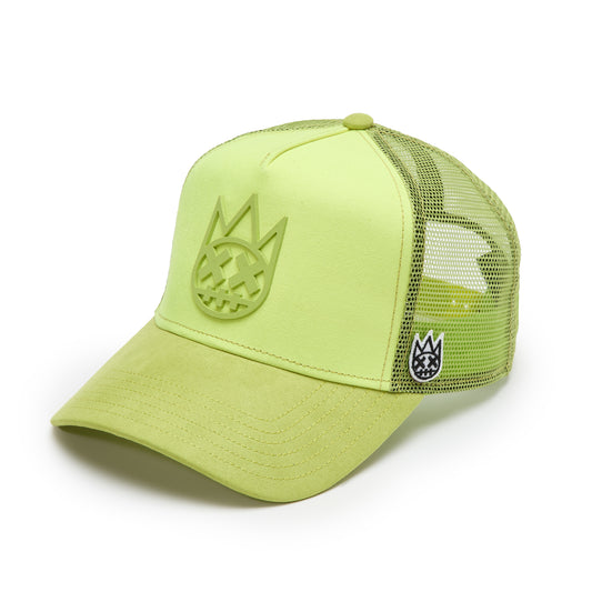Cult's Logo Mesh Back Trucker Hat "Shimuchan" in Neon Yellow