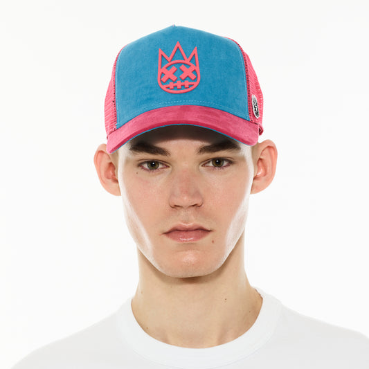 Cult's Logo Mesh Back Trucker Hat "Shimuchan" in Electric Blue