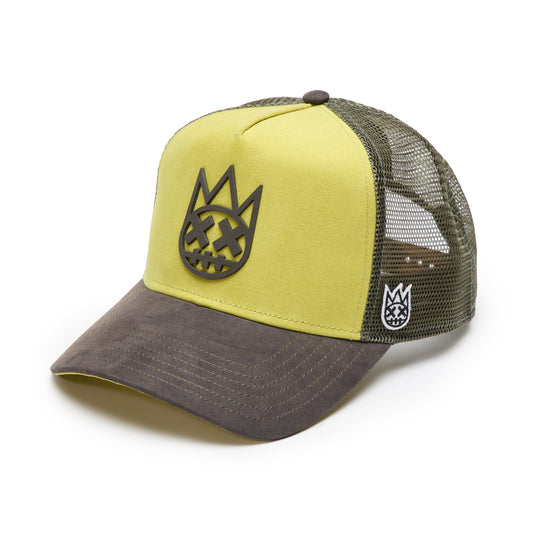 Cult's Logo Mesh Back Trucker Hat "Shimuchan" in Green Sheen