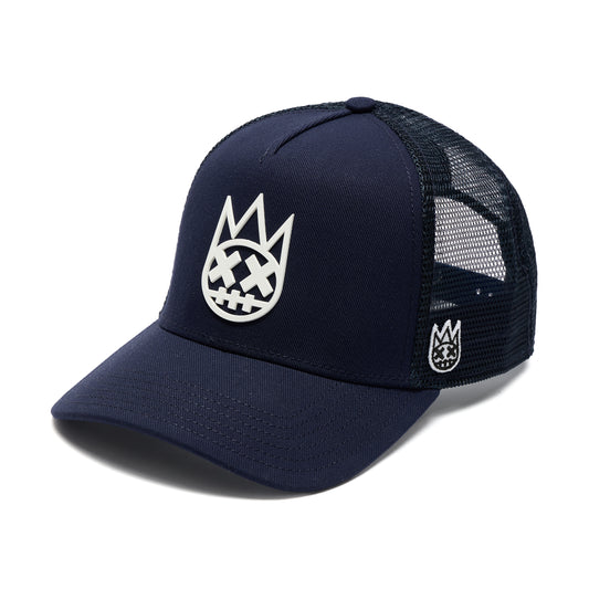 Cult's Logo Mesh Back Trucker Hat "Shimuchan" in Midnight Blue