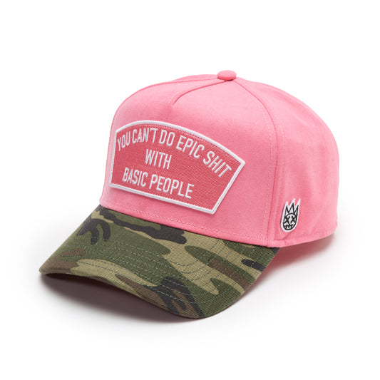 Cult's Logo Mesh Back Trucker Hat "Cant Do Epic Shit" in Geranium Pink