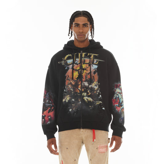 Cult's Zip Novelty Hoody "Horseman" in Black