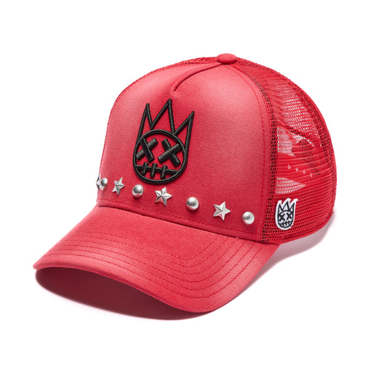Cult's Mesh Back Trucker Hat "Horseman" In Rococco Red