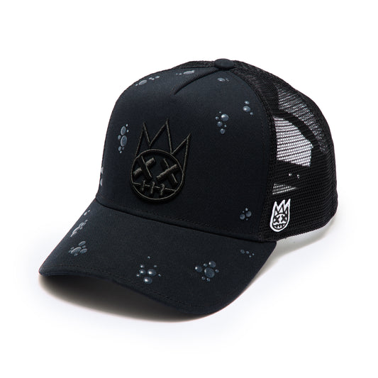 Cult's Mesh Back Trucker Hat "Raindrop" In Black