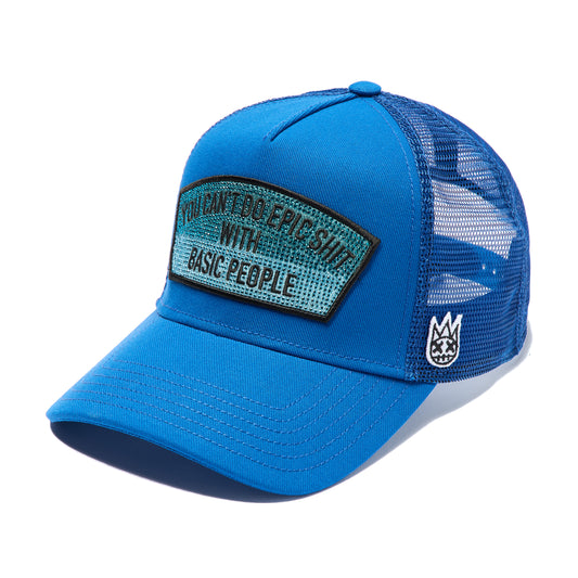Cult's Mesh Trucker Hat "Epic Shit" Crystals In Turkish Blue