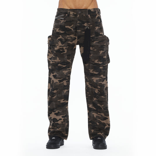 Cult's Grunge Baggy Cargo 610 Jeans In Java Camo