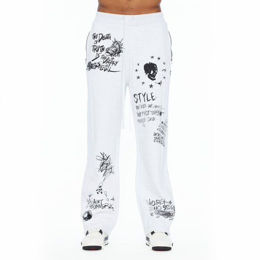 Cult's French Terry Open Hem Sweatpants 620 Grams In Heather Grey