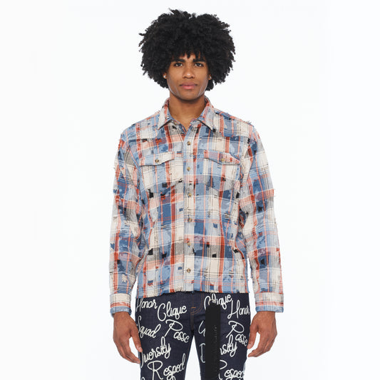 Cult's L/S Vintage Embroidered Plaid Woven Shirt In Harvest Plaid
