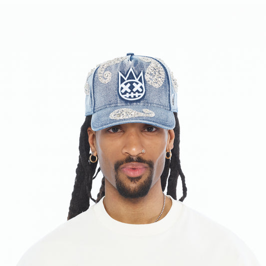 Cult X El Alfa Paisley Panel A Frame Trucker Hat In Light Blue