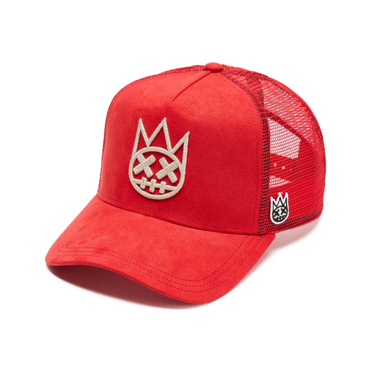 Cult's Logo Mesh Back Trucker Hat In Racing Red