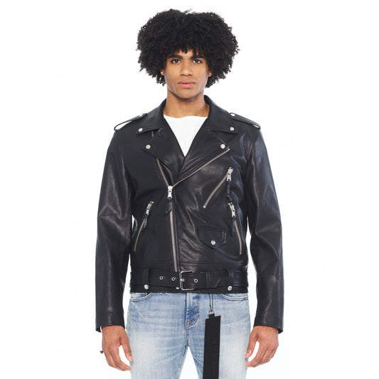 Cult's Classic Vegan Leather Moto Jacket in Black