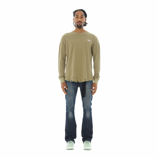 Cult's Long Sleeve Thermal Shirt In Sage Green