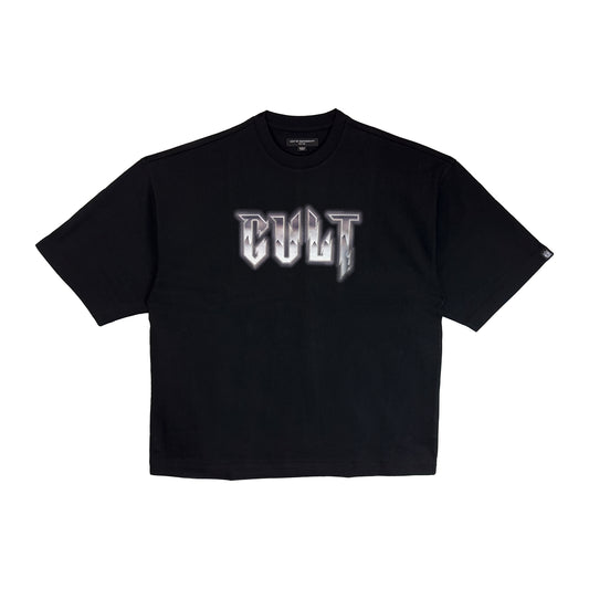 Cult's Oversized Heavyweight Boxy Short Sleeve Crew Neck Tee "Instruments" in Black