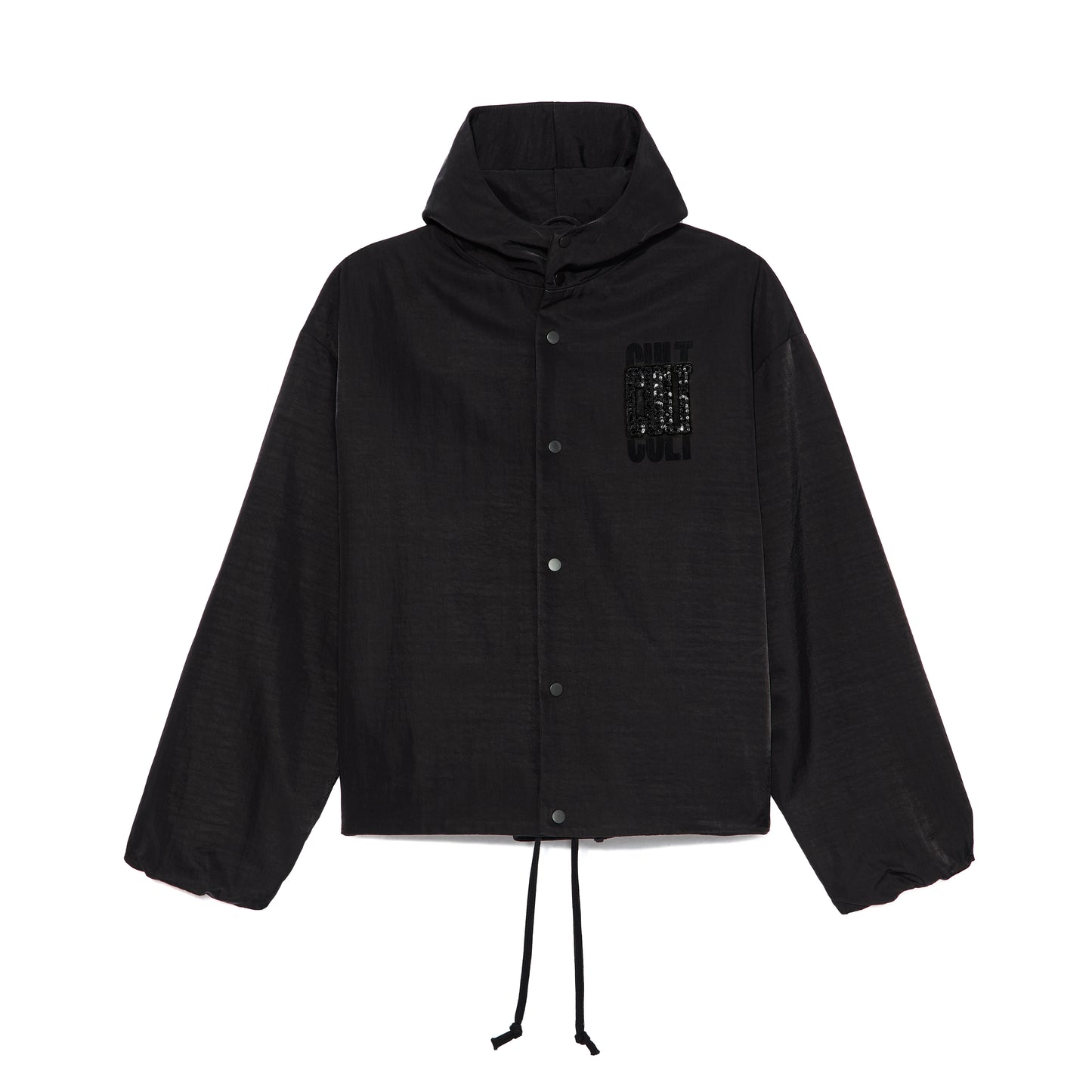 Cult's Oversized Coaches Jacket in Black Nylon