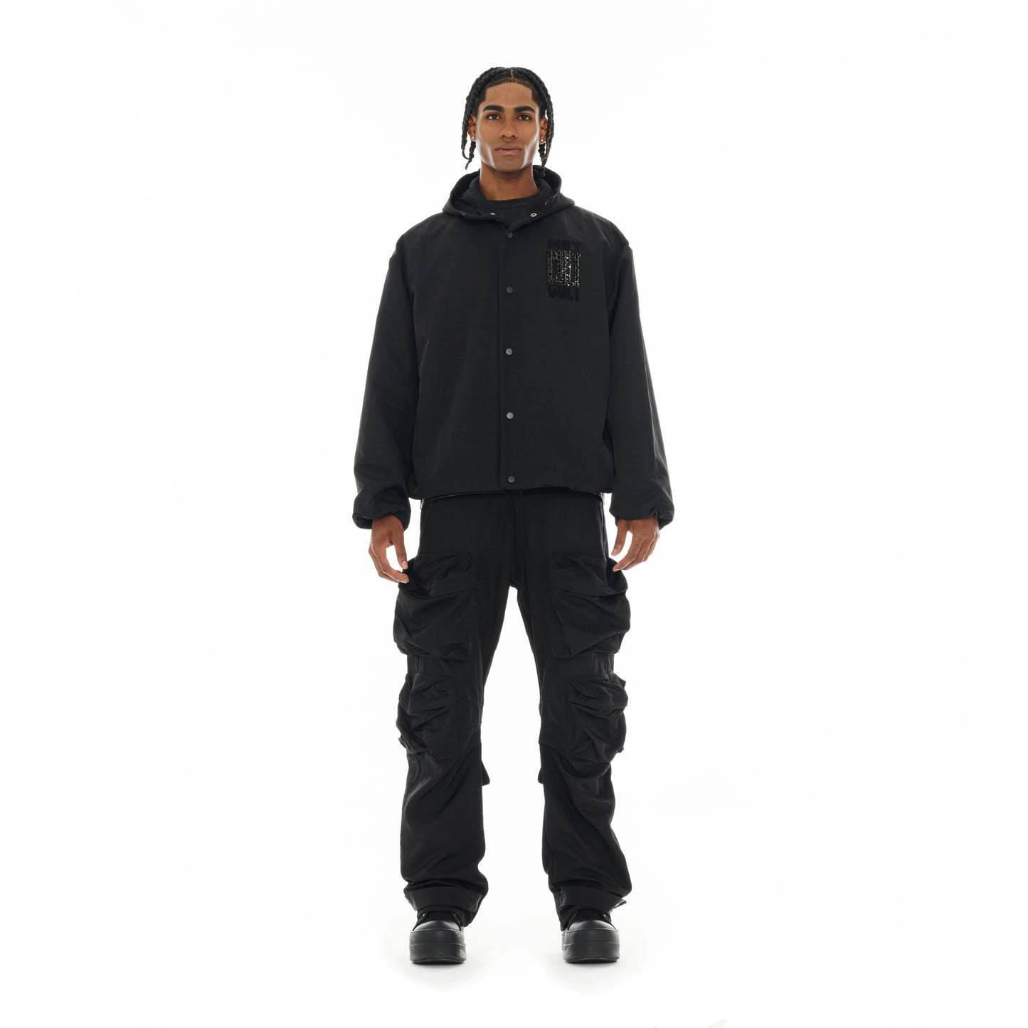 Cult's Oversized Coaches Jacket in Black Nylon