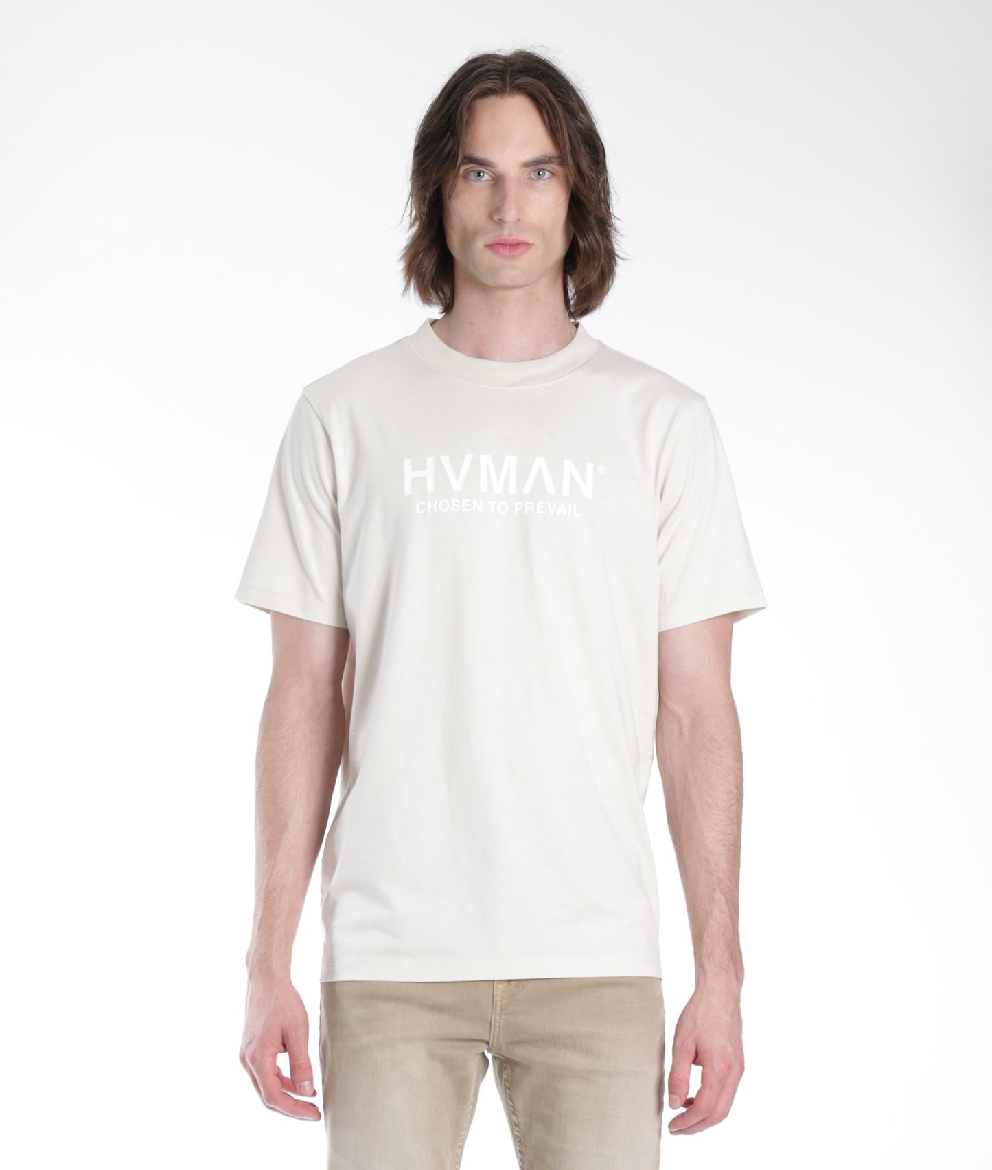 HVMAN BASIC LOGO TEE IN CREAM