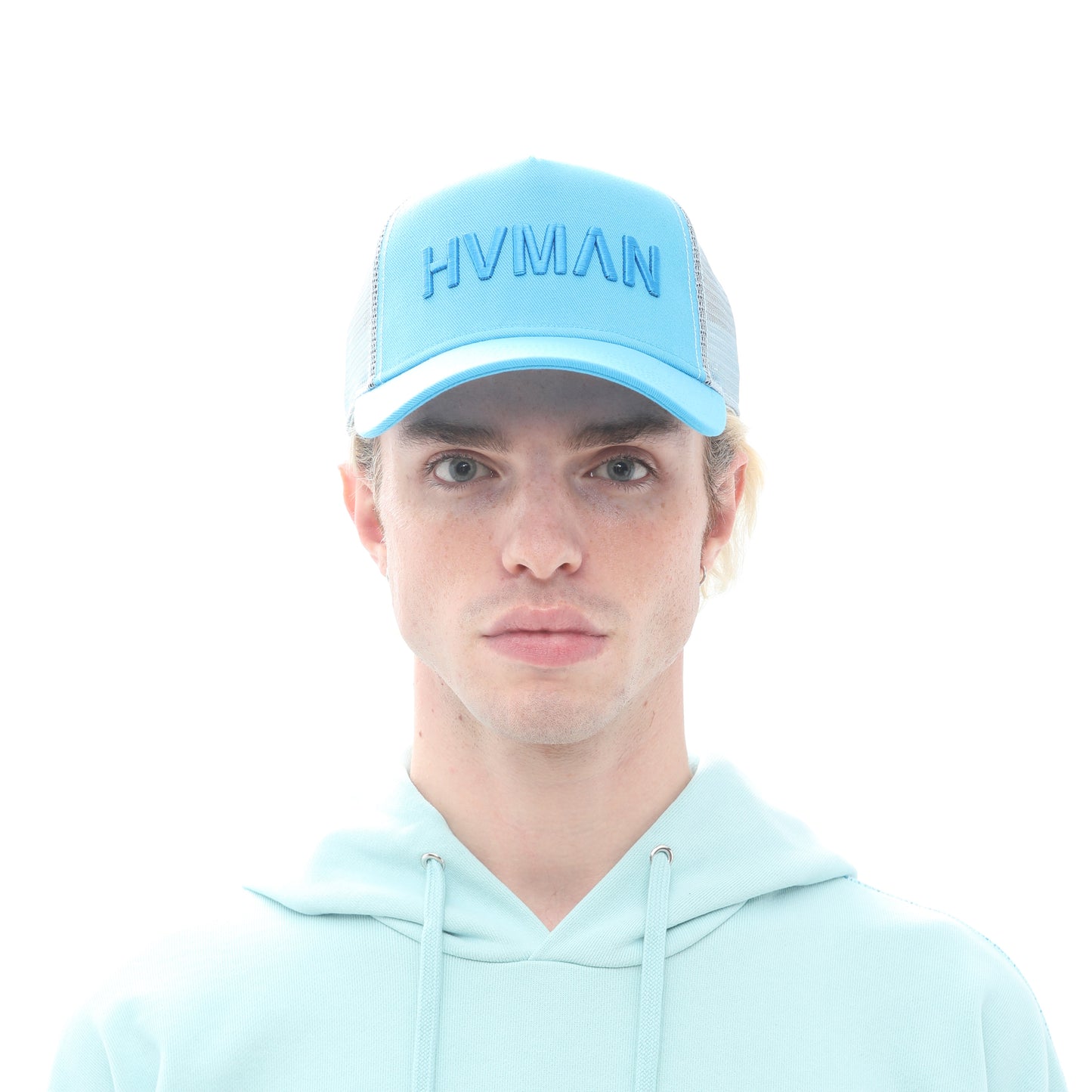 HVMAN MESH TRUCKER CAP IN ICY MORN