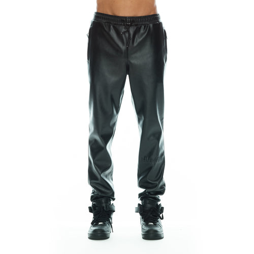FAUX LEATHER JOGGER IN BLACK