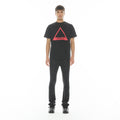 TRIANGLE LOGO TEE IN BLACK & RED
